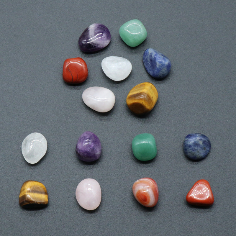 1536-Natural stone crystal agate stone seven veins irregular rolling stone colorful stone yoga stone 7/8 pieces set