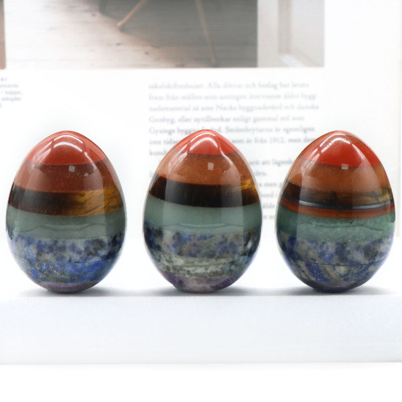 1338-Crystal Tiger Eye Colorful Stone 48mm Large Egg Splicing Craft Chakra Easter Colored Egg