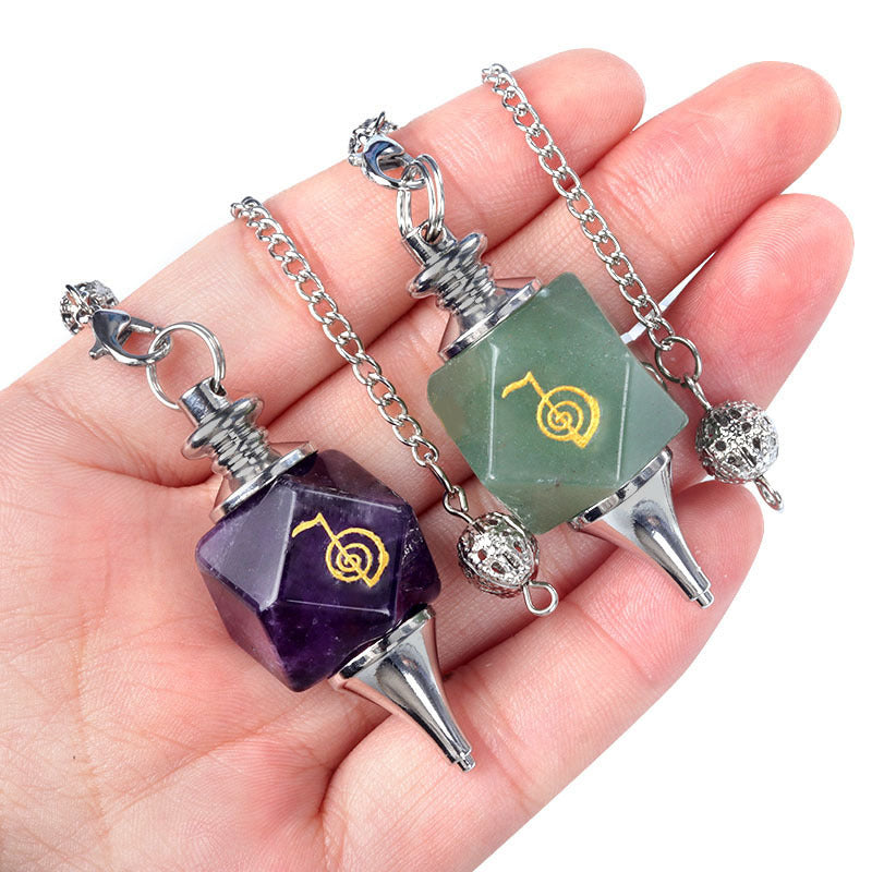 1758 - Cho Ku Rei Power Symbol Pendulum, Amethyst Energy Symbol Hypnosis Healing Pendulum Pendant