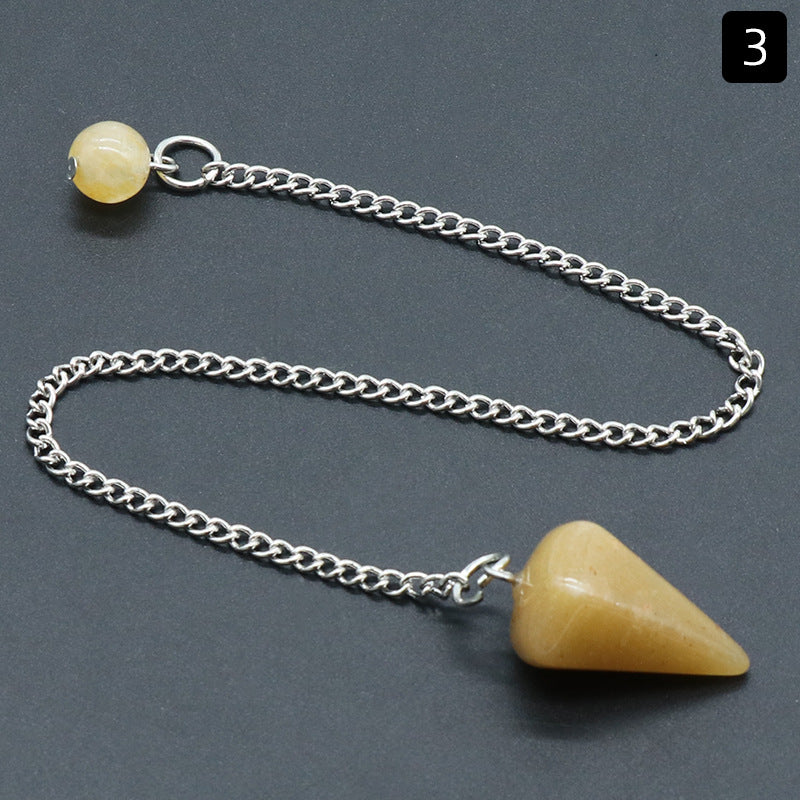 1295-Hexagonal Prism Rose Quartz Tiger Eye Pendulum, Natural Agate Crystal Gemstone Cone Pendant, DIY Crystal Pendant