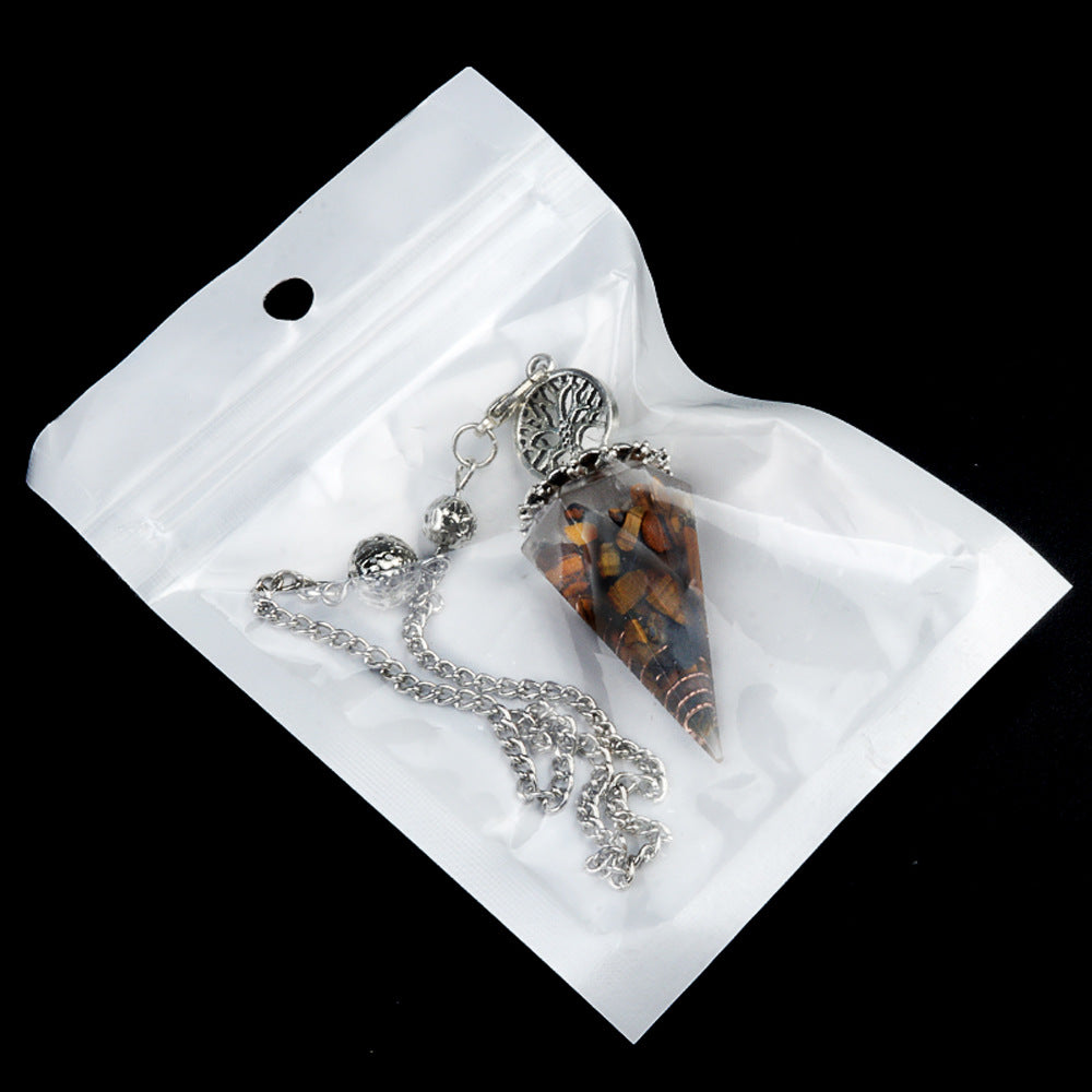 1769-Tree of Life Resin Stone Pendulum Crystal Agate Stone Resin Drip Hexagonal Cone Pendulum Cross-Border Supply