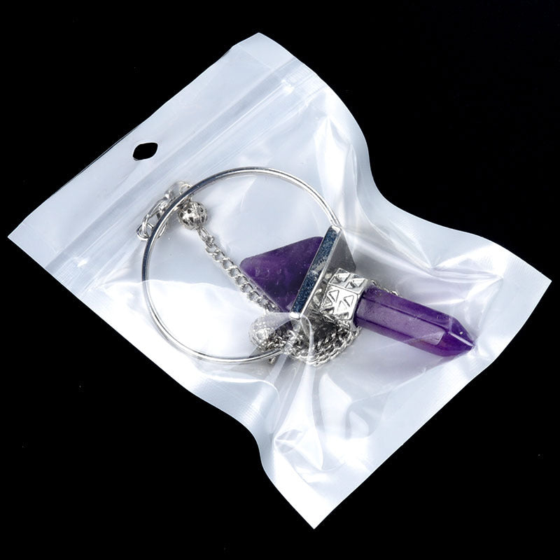 1759 - Amethyst Pyramid Hexagonal Prism Pendulum Pendant, Energy Amplifier Pendulum Pendant, Cross-Border Supply