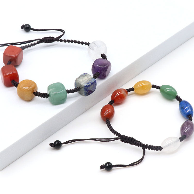 1230-Colorful square rice beads braided bracelet Natural crystal agate colorful bracelet Cross-border jewelry