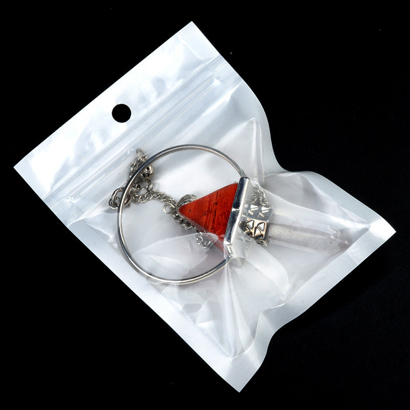 1925-White Crystal Column Pyramid Hexagonal Column Pendulum Pendant Energy Amplifier Pendant