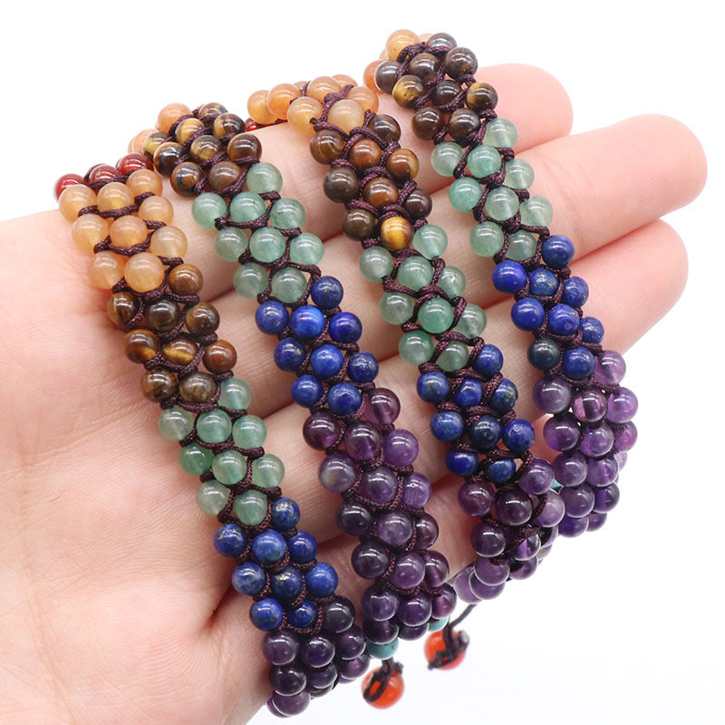 1168-Natural crystal agate colorful braided bracelet Chakra bracelet Cross-border foreign trade jewelry bracelet