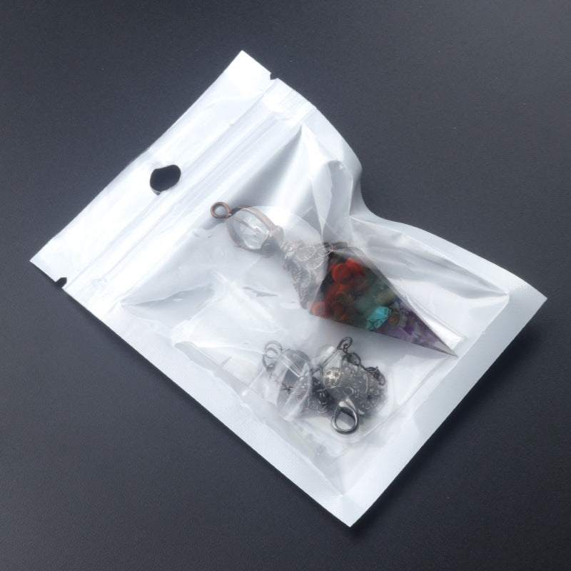 1630 - Resin Crystal Chip Pendulum, Crystal Agate Epoxy Hexagonal Prism Pendant, European & American Cross-Border Trade