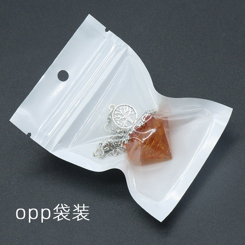 1413 - Diamond Shape Pendulum, Natural Crystal Agate Resin Chip Diamond Shape Pendulum