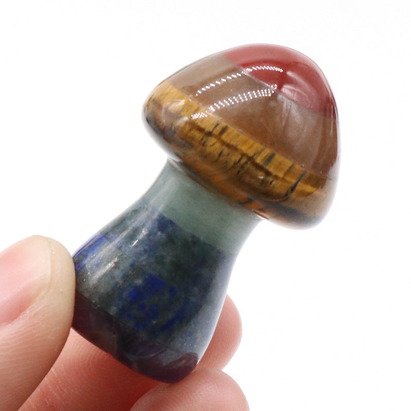 1224-Colorful Mushroom Natural Crystal Colorful Splicing Craft 21X35mm Mushroom Stone Ornaments Wholesale