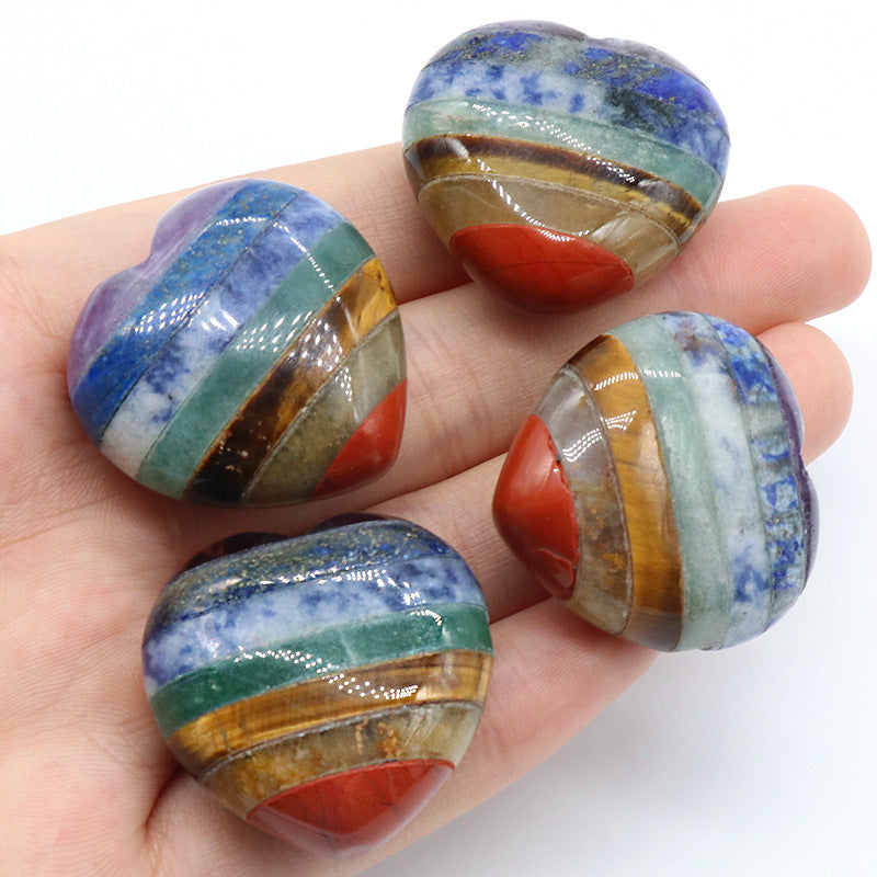 1057-Natural crystal agate stone colorful love 30mm no hole splicing crafts love small ornaments