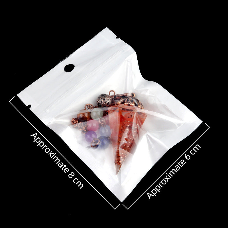 1972 - Natural Crystal Chip Resin Hexagonal Prism Flower Base Pendulum Pendant with Chakra Rainbow Beads Yoga Jewelry