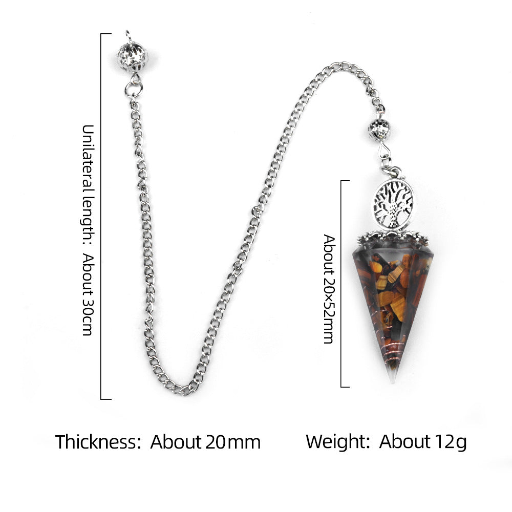 1769-Tree of Life Resin Stone Pendulum Crystal Agate Stone Resin Drip Hexagonal Cone Pendulum Cross-Border Supply