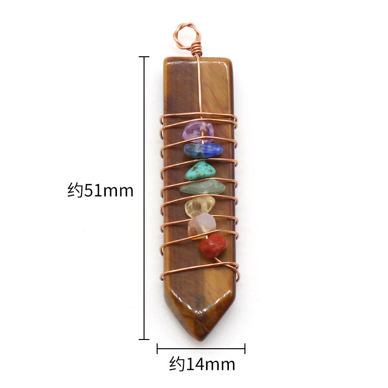 1214-Colorful stone natural crystal agate stone arrow pendant Colorful crystal gravel DIY wire pendant