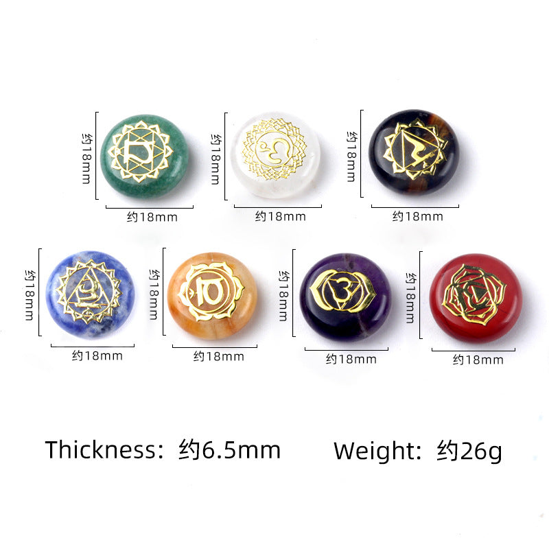 1631-7pcs set Natural crystal seven color stone Seven channel yoga stone disc Reiki symbol Large quantity discount