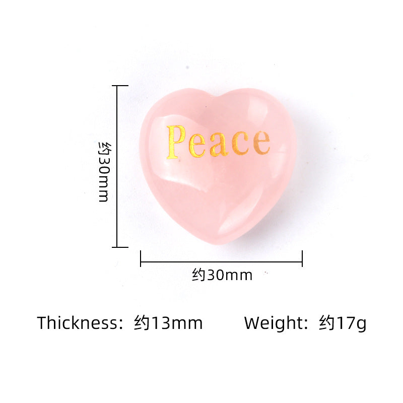 1684-Inspirational Stones Natural Pink Crystal Power Stone 30mm Love Inspiration Stone 15 Words