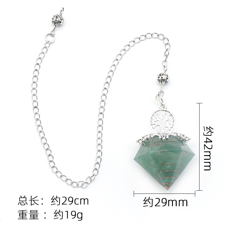 1413 - Diamond Shape Pendulum, Natural Crystal Agate Resin Chip Diamond Shape Pendulum