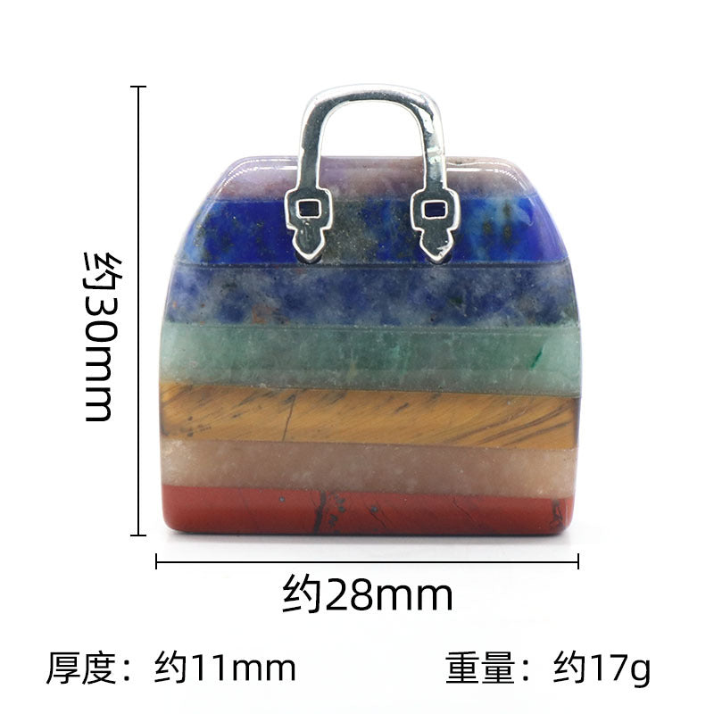 1336-Natural crystal stone colorful stone 30mm bag natural crystal stone splicing craft small bag ornaments