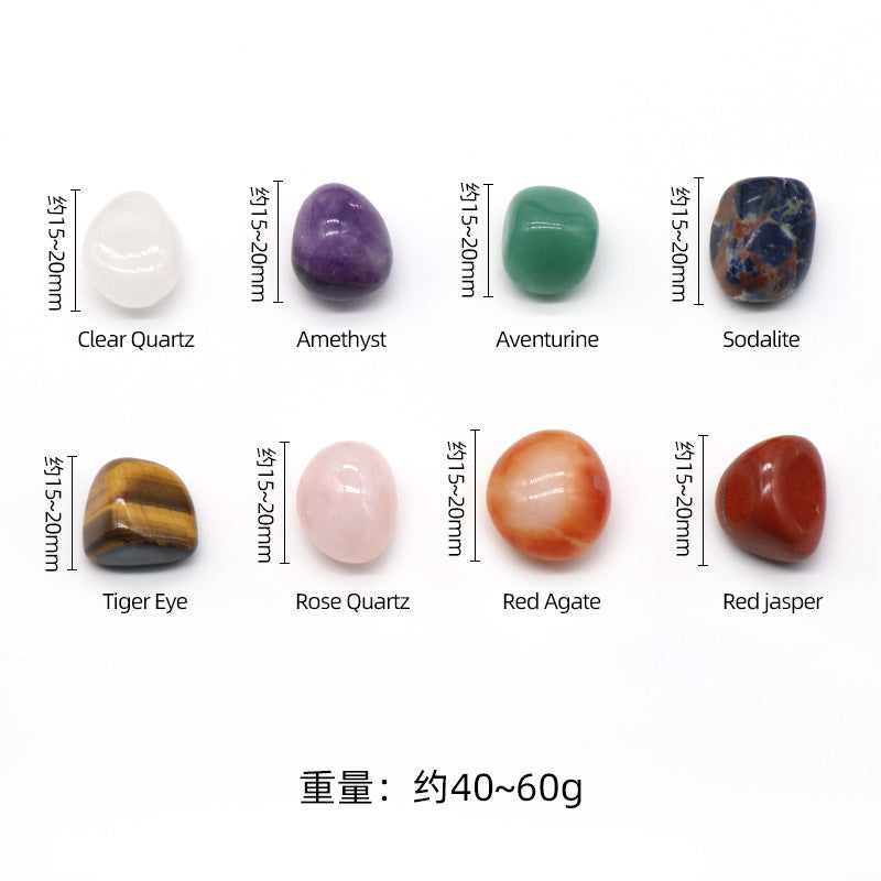 1536-Natural stone crystal agate stone seven veins irregular rolling stone colorful stone yoga stone 7/8 pieces set