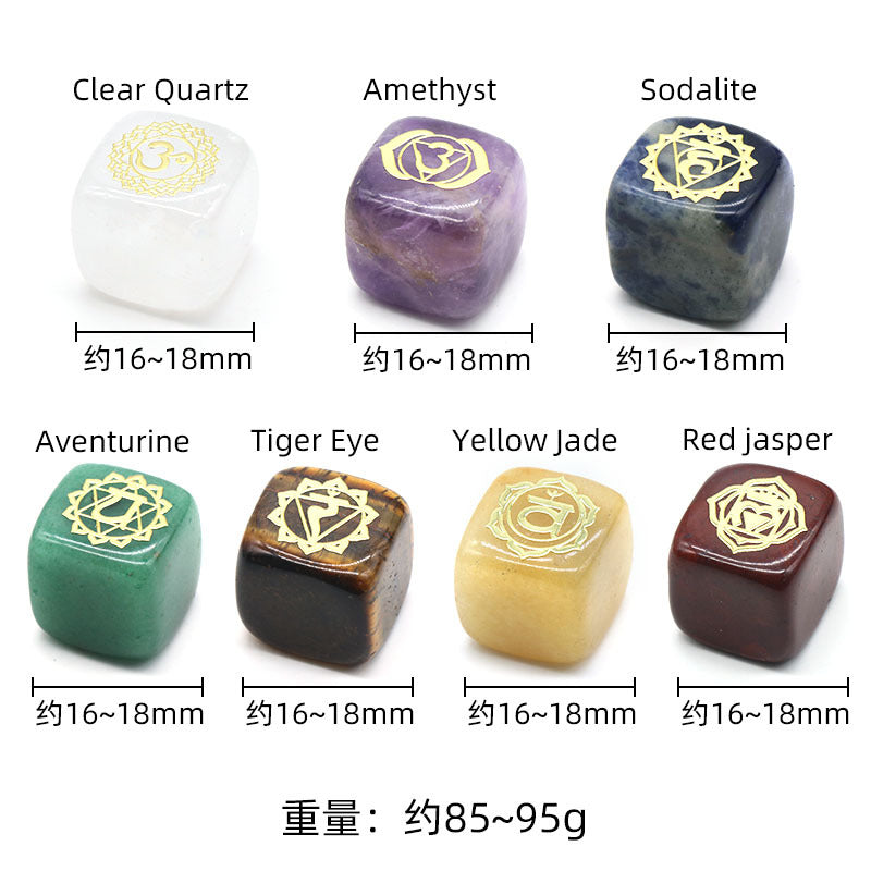 1343-Colorful square symbol model Natural crystal agate stone set 7 irregular squares Factory direct sales