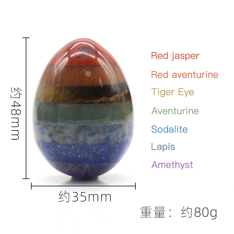 1338-Crystal Tiger Eye Colorful Stone 48mm Large Egg Splicing Craft Chakra Easter Colored Egg