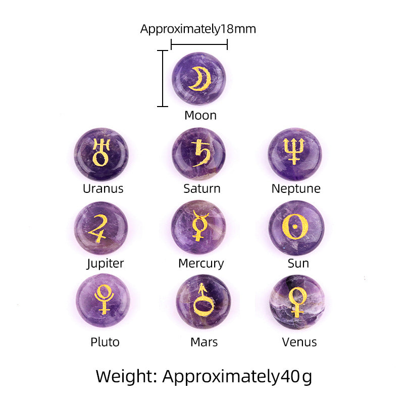 2051-Ten major planet symbols in the solar system, astronomical symbols of planets, galaxy planet learning runes