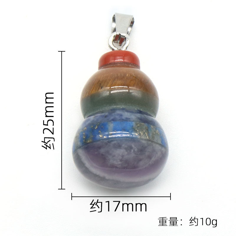 1268-Colorful Stone Natural Crystal Semi-precious Stone Small Gourd Pendant Splicing Colored Stone Necklace Wholesale