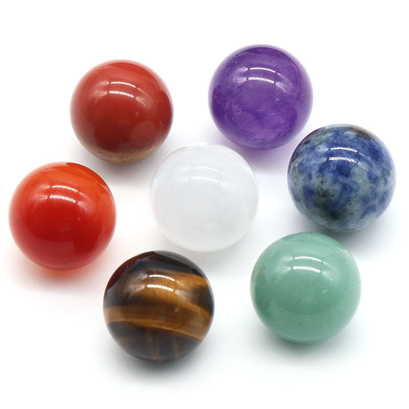 1355-12mm16mm20mm ball set natural crystal agate colorful stone ball set 7 pieces