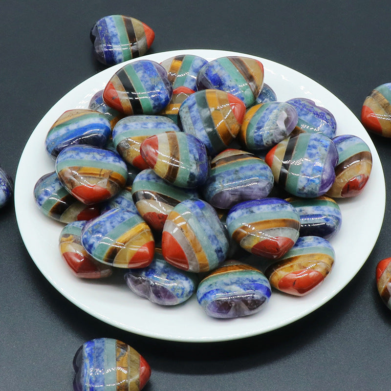 1057-Natural crystal agate stone colorful love 30mm no hole splicing crafts love small ornaments