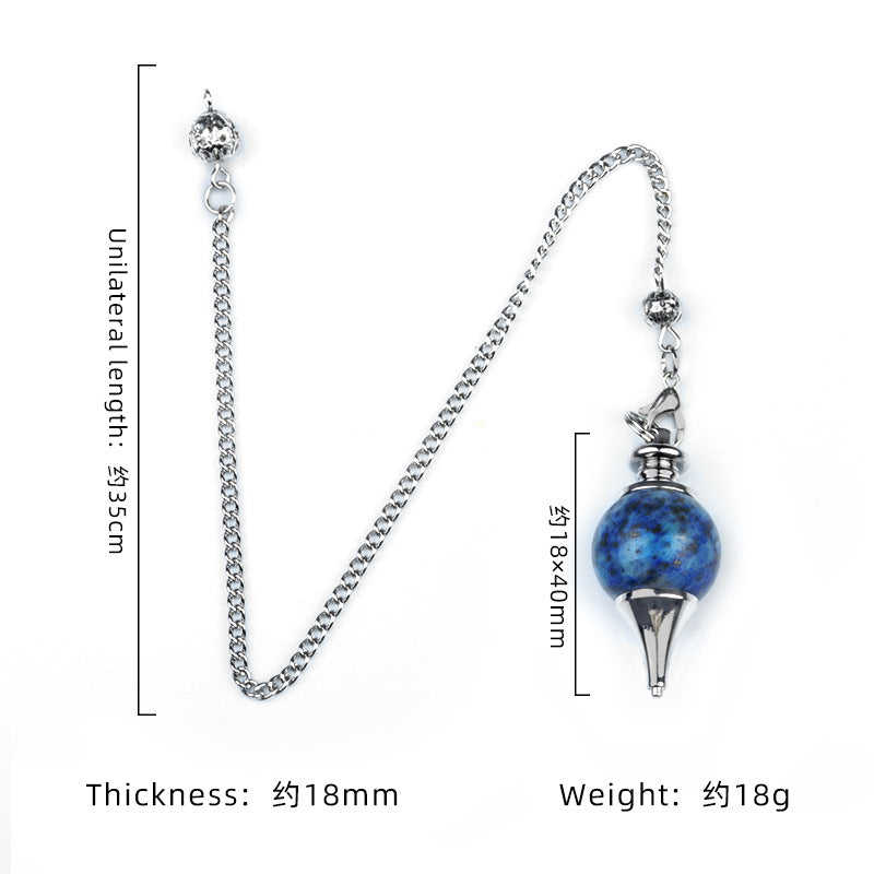 1764 - Natural Crystal Agate Semi-Precious Stone Sphere Pendulum Pendant, Detachable Three-Piece Set Pendulum Pendant Necklace