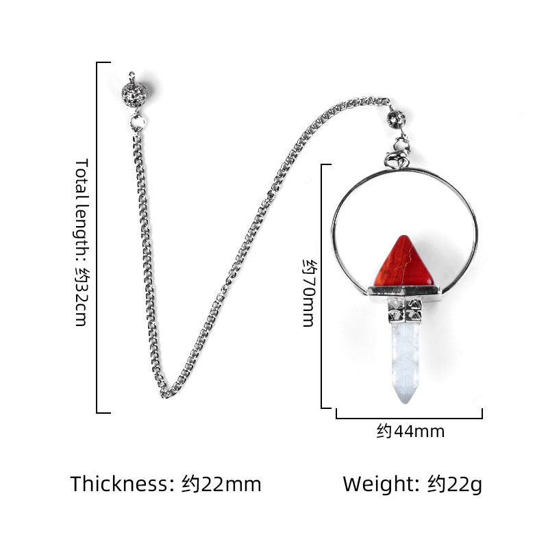 1925-White Crystal Column Pyramid Hexagonal Column Pendulum Pendant Energy Amplifier Pendant