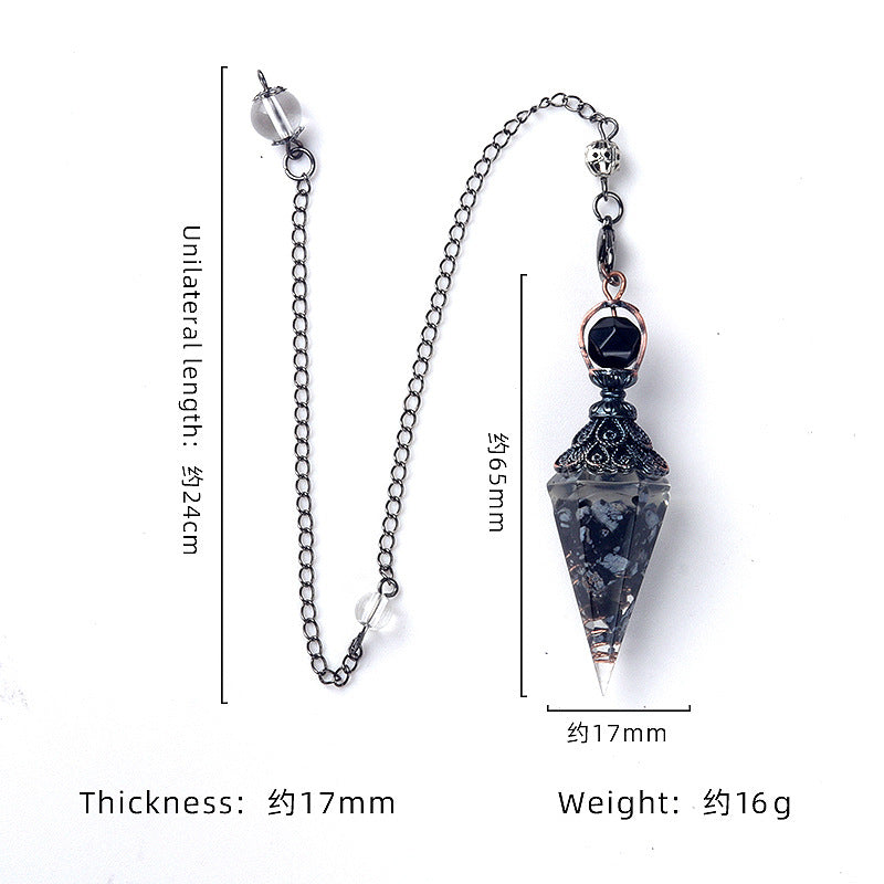 1630 - Resin Crystal Chip Pendulum, Crystal Agate Epoxy Hexagonal Prism Pendant, European & American Cross-Border Trade