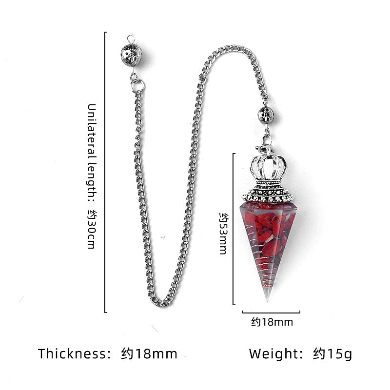 1645 - Soul Pendulum Crystal Chip Resin Pendulum, Hexagonal Prism Chakra Pendulum, Cross-Border Jewelry