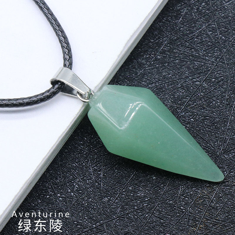 748-Natural Crystal Pendant Hexagonal Prism Conical Six-Sided Rhombus Pendulum