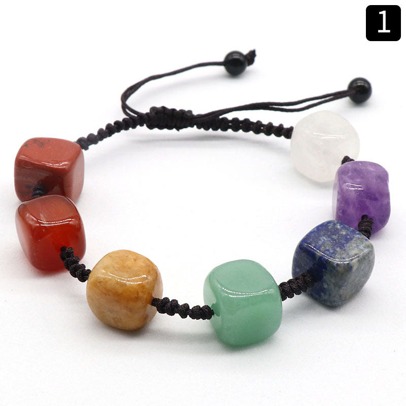 1230-Colorful square rice beads braided bracelet Natural crystal agate colorful bracelet Cross-border jewelry