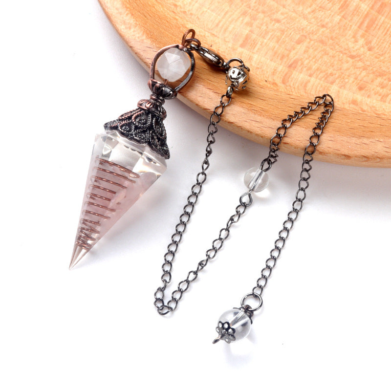 1630 - Resin Crystal Chip Pendulum, Crystal Agate Epoxy Hexagonal Prism Pendant, European & American Cross-Border Trade