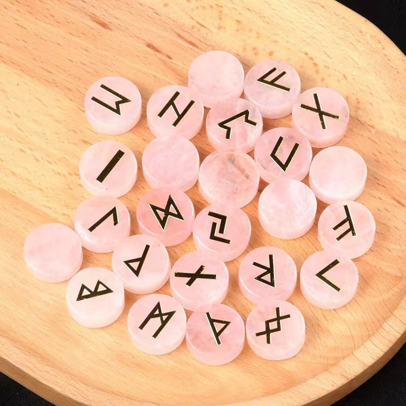 1662-25 pieces per pack Runes natural crystal agate rune letter disc set Nordic Germanic