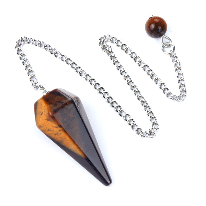 1749-38mm pendulum natural crystal stone pendulum polished hexagonal column pendant diy cross-border supply wholesale