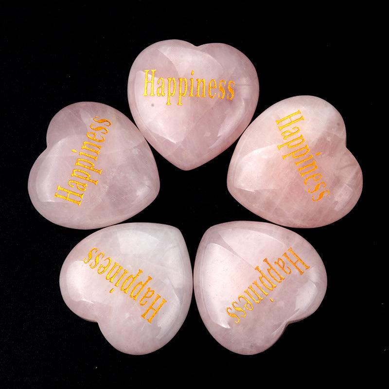 1684-Inspirational Stones Natural Pink Crystal Power Stone 30mm Love Inspiration Stone 15 Words