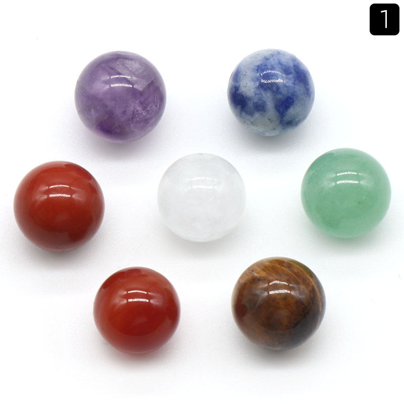 1355-12mm16mm20mm ball set natural crystal agate colorful stone ball set 7 pieces