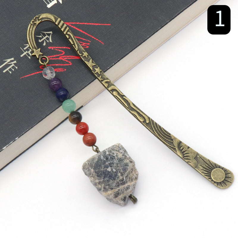 892-Original stone bookmark book mark natural crystal agate stone colorful stone original stone bookmark book clip