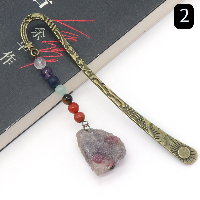 892-Original stone bookmark book mark natural crystal agate stone colorful stone original stone bookmark book clip