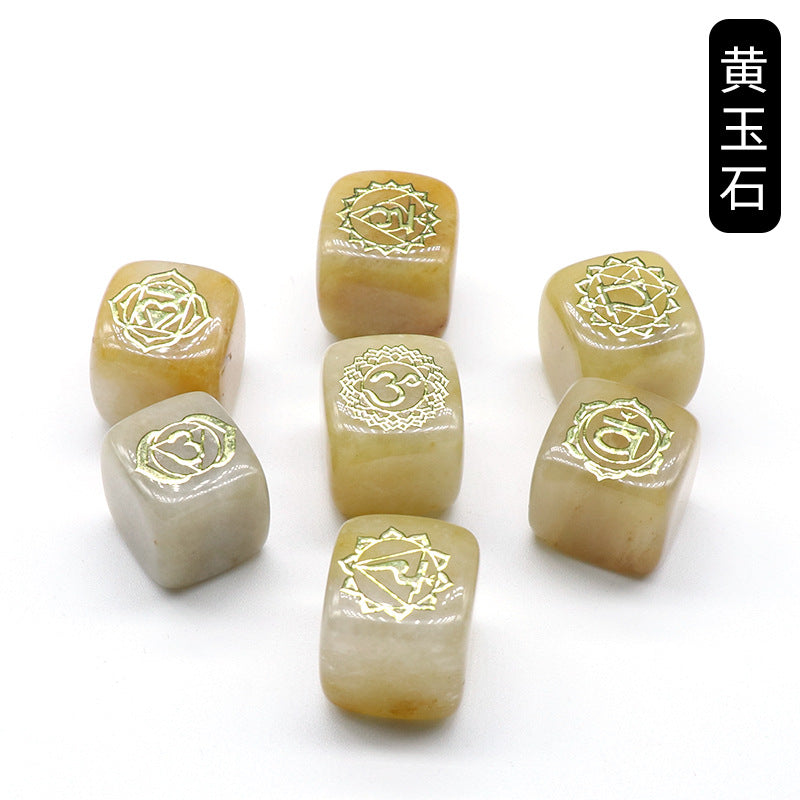 1343-Colorful square symbol model Natural crystal agate stone set 7 irregular squares Factory direct sales