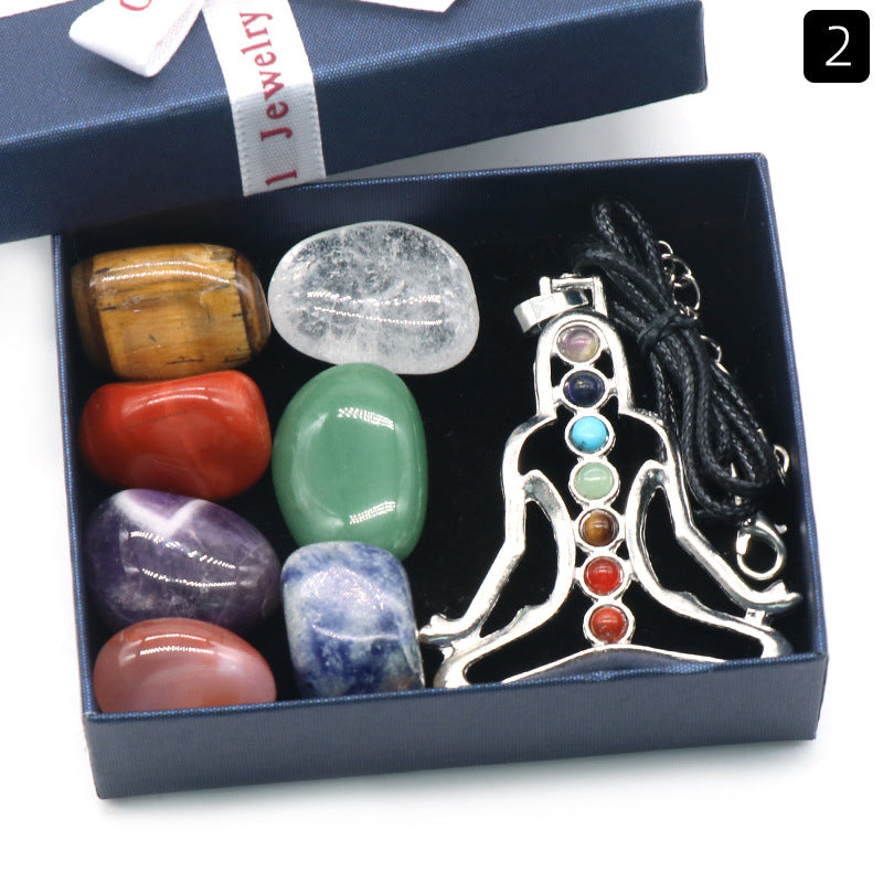 1297-Natural crystal amorphous rolling stone irregular colorful stone figurine angel colorful stone set