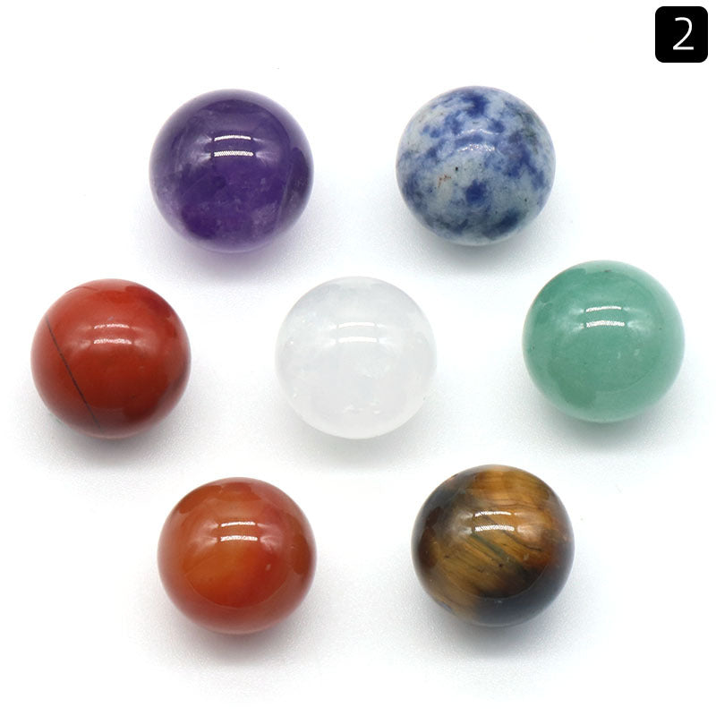 1355-12mm16mm20mm ball set natural crystal agate colorful stone ball set 7 pieces