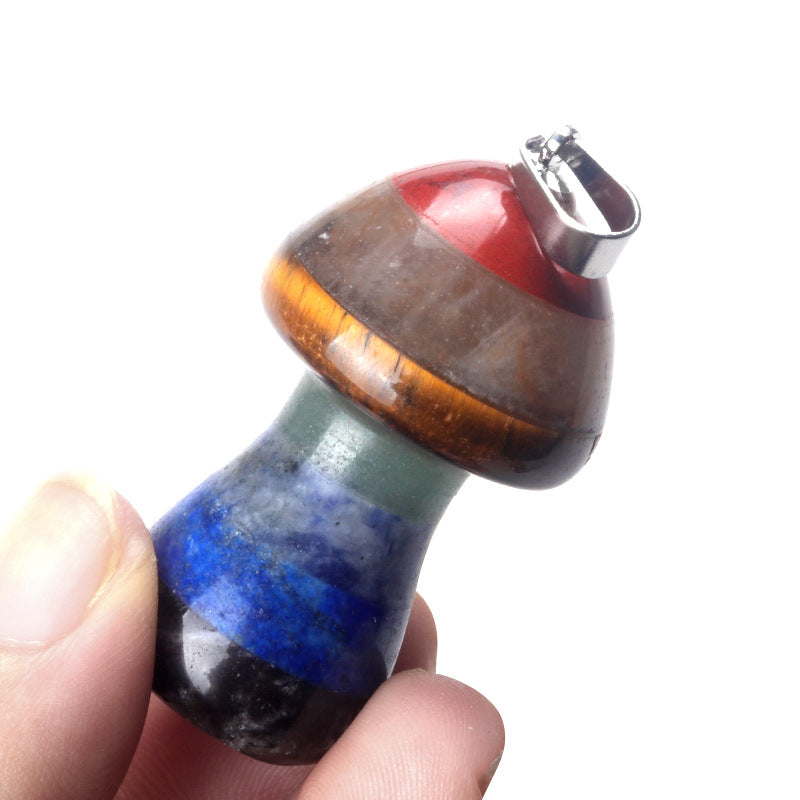 1224-Colorful Mushroom Natural Crystal Colorful Splicing Craft 21X35mm Mushroom Stone Ornaments Wholesale