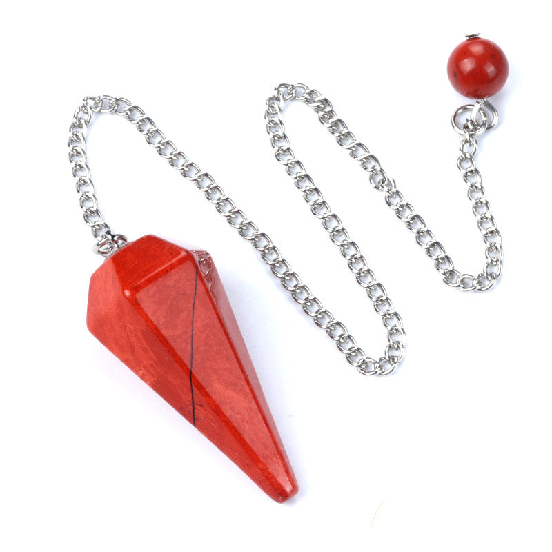 1749-38mm pendulum natural crystal stone pendulum polished hexagonal column pendant diy cross-border supply wholesale