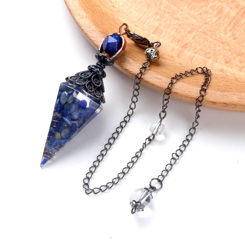 1630 - Resin Crystal Chip Pendulum, Crystal Agate Epoxy Hexagonal Prism Pendant, European & American Cross-Border Trade