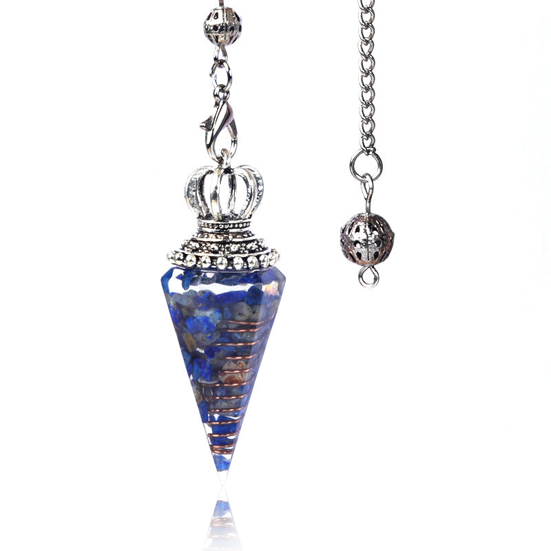 1645 - Soul Pendulum Crystal Chip Resin Pendulum, Hexagonal Prism Chakra Pendulum, Cross-Border Jewelry