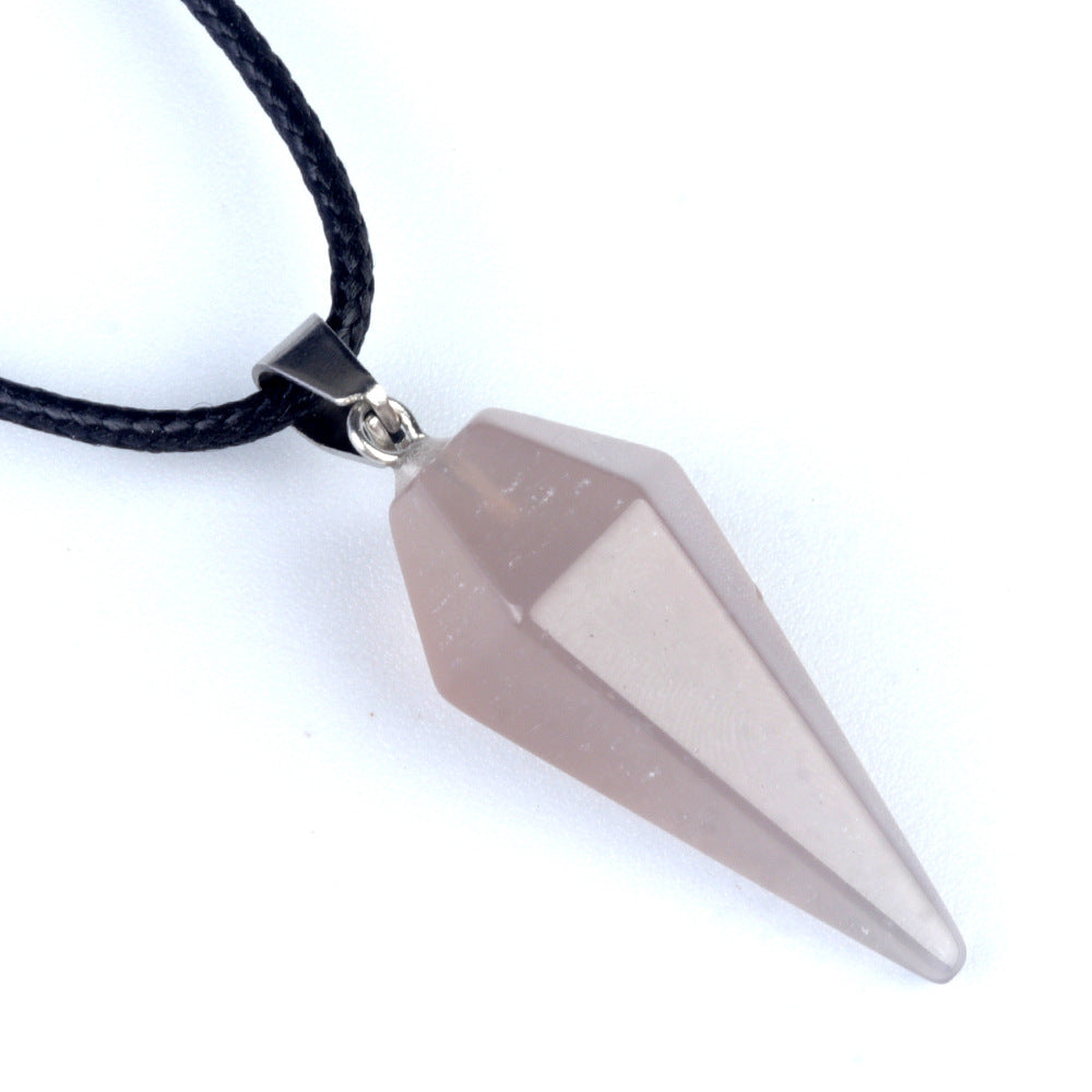 748-Natural Crystal Pendant Hexagonal Prism Conical Six-Sided Rhombus Pendulum