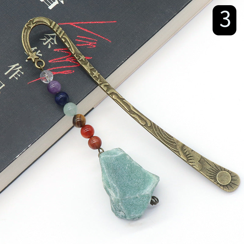 892-Original stone bookmark book mark natural crystal agate stone colorful stone original stone bookmark book clip