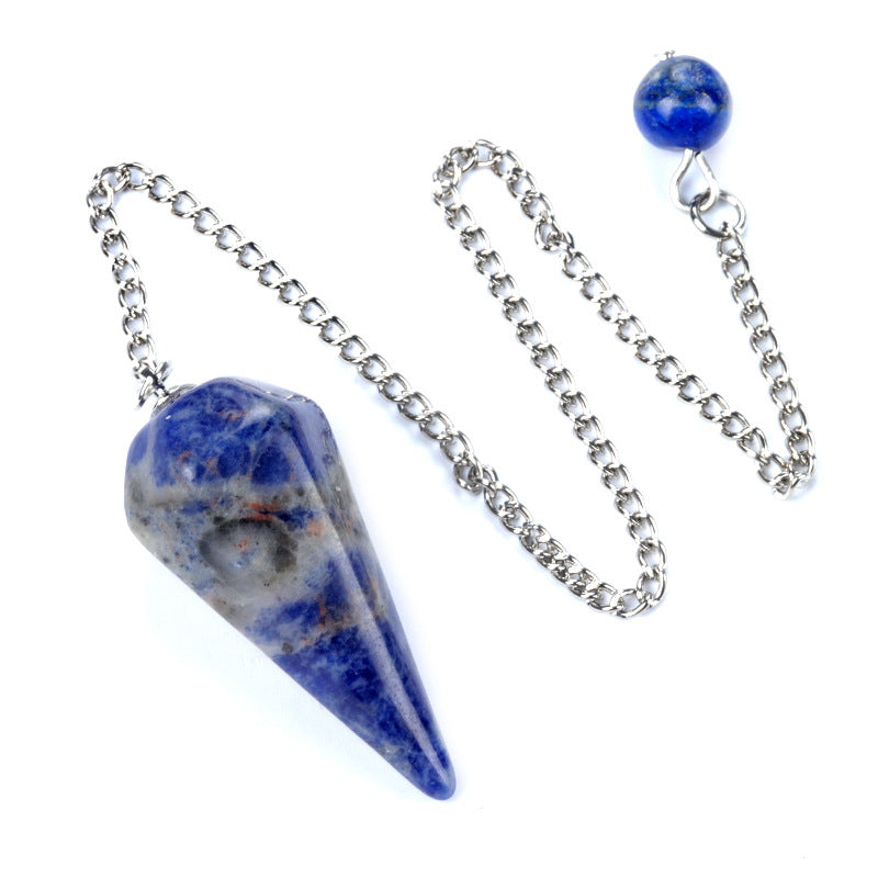 1749-38mm pendulum natural crystal stone pendulum polished hexagonal column pendant diy cross-border supply wholesale